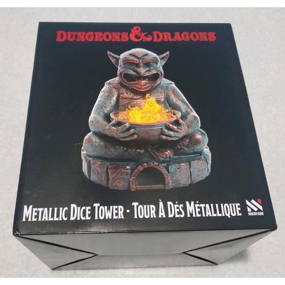 Dungeons & Dragons Demon Idol Metallic Bronze Statue Dice Tower Light Up Fire 8"
